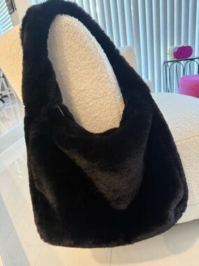 Rachel Zoe Black Faux-Fur Shoulder Bag - Luxe Everyday Tote